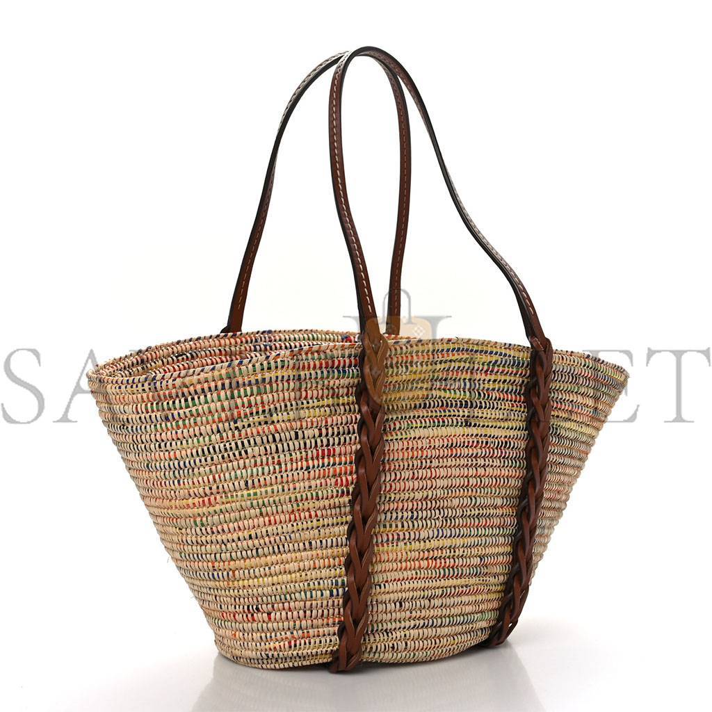 Pra*a paglia vitello woven braided basket tote multicolor cognac 1bg312_2dif_f00j7_v_iom (25*25*14cm)